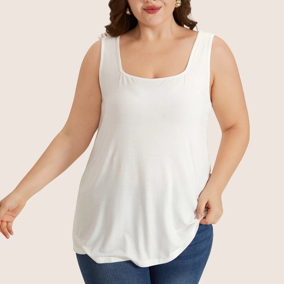 BloomChic Plus Size 2XL Supersoft Essentials Plain Square Neck Skinny Tank Top - Picture 1 of 6